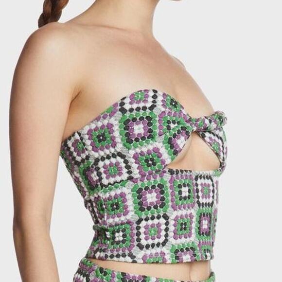 NWT NGOrder Pacsun Jacquard Multi Dot Crop Top Sz 2 - Picture 3 of 9